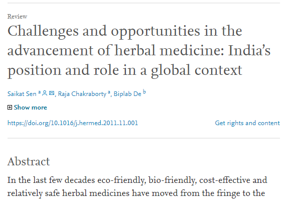 Challenges and opportunities in the advancement of herbal medicine: India’s position and role in a 