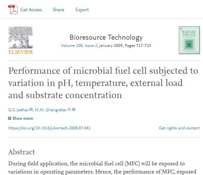 Performance of microbial fuel cell subjected to variation in pH, temperature, external load and subst