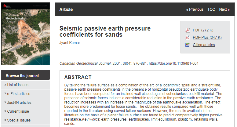 Seismic passive earth pressure coefficients for sands