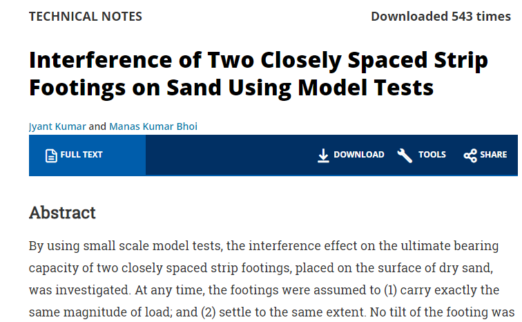 Interference of Two Closely Spaced Strip Footings on Sand Using Model Tests