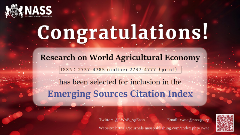 Research on World Agricultural Economy has been included in ESCI